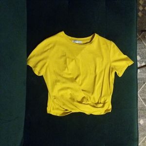 Zara yellow wrap front tee